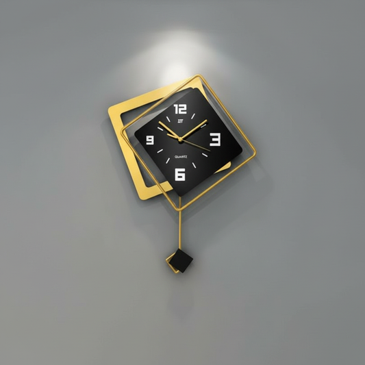 Geometric Black Wall Clock | Modern Decorative Timepiece
