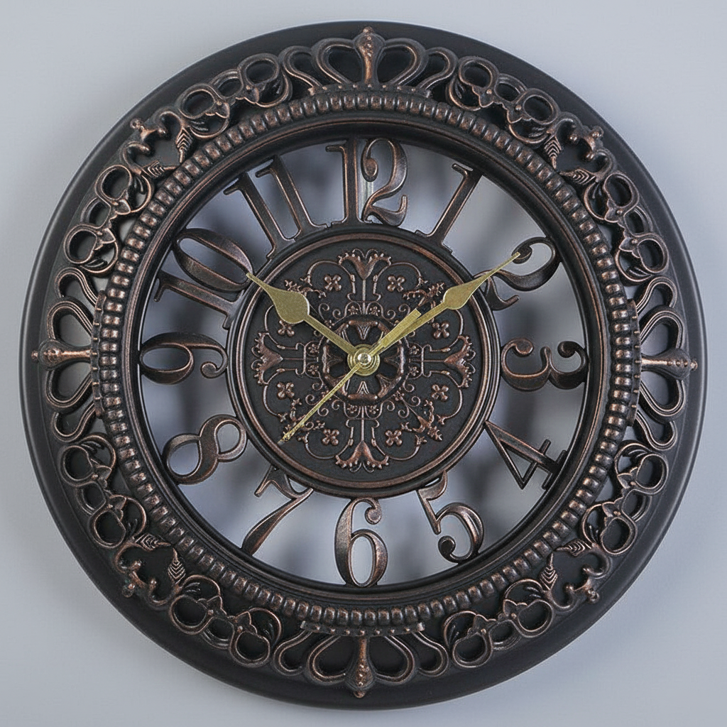 Antique Elegance | Wall Clock 40cm Antique Gold Metal
