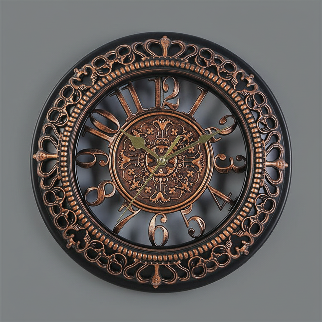 Antique Elegance | Wall Clock 40cm Antique Gold Metal