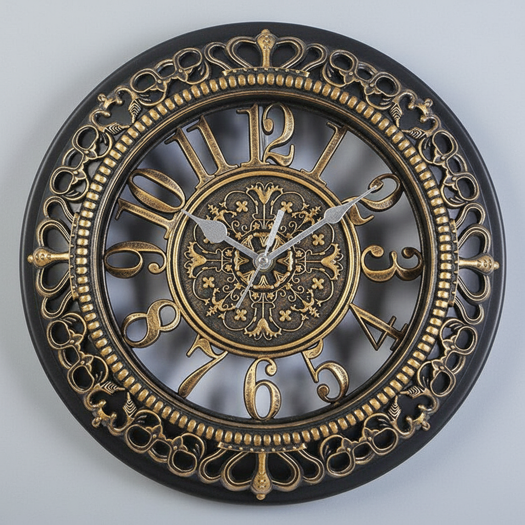 Antique Elegance | Wall Clock 40cm Antique Gold Metal